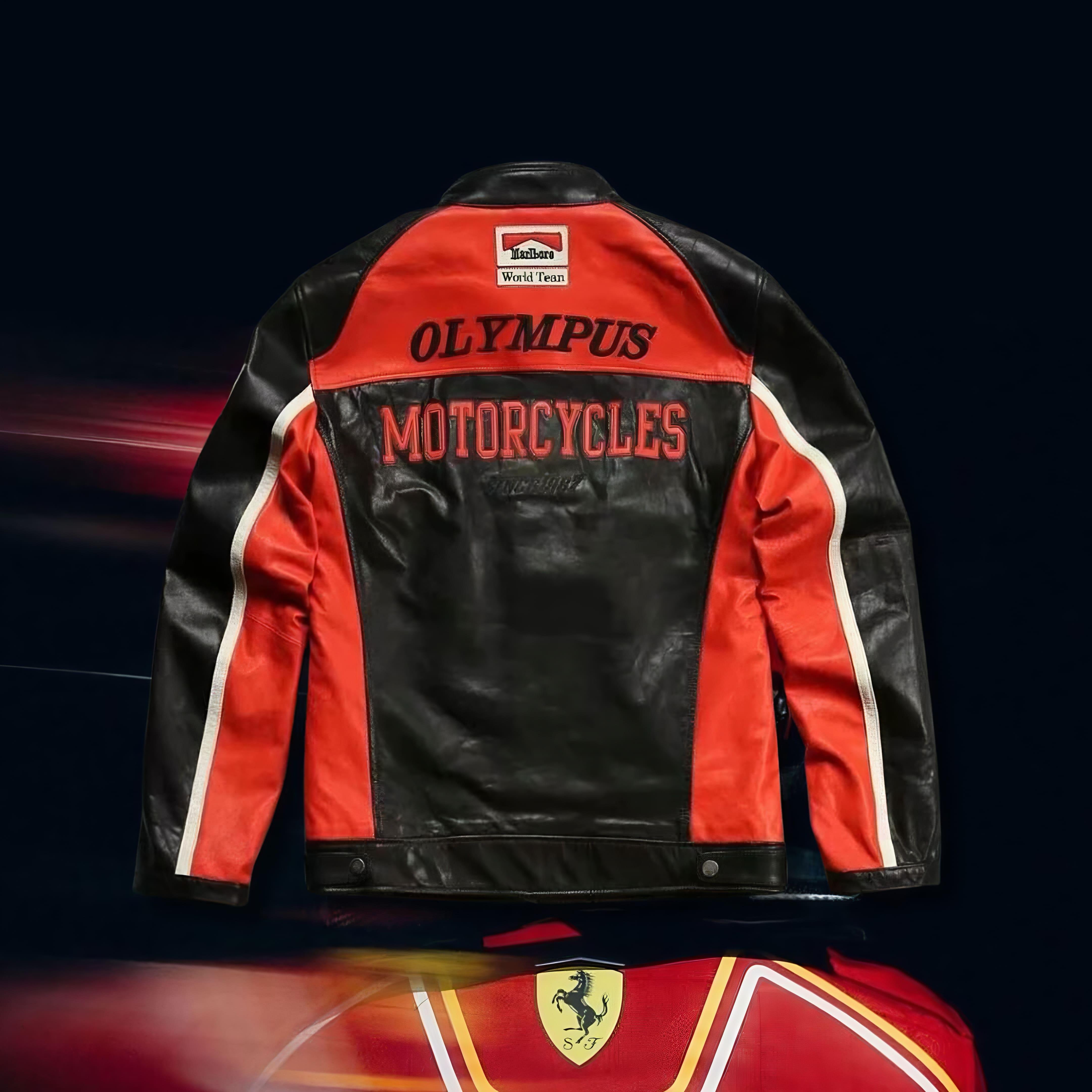 Jaqueta FERRARI F1 Vintage em Couro Black