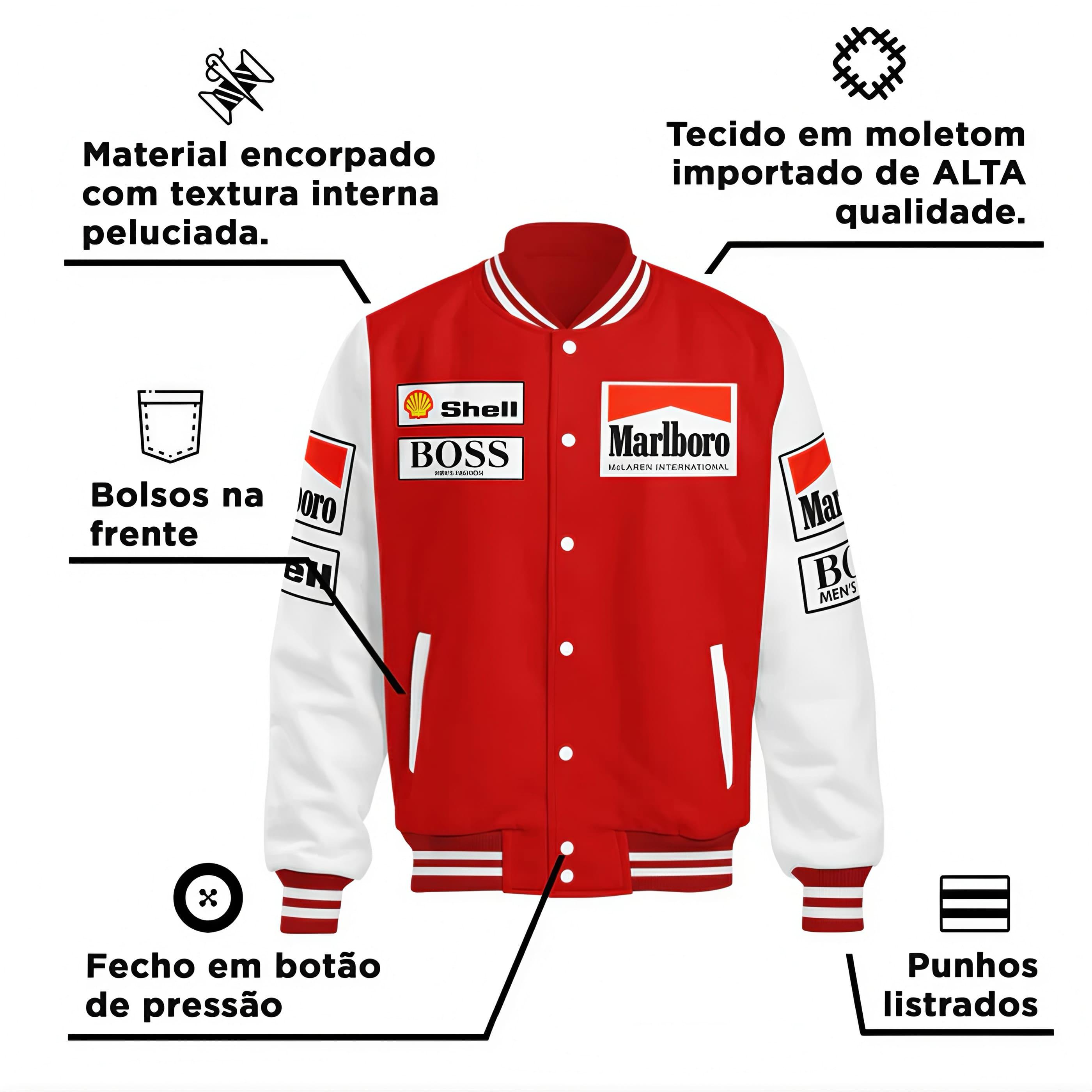 Jaqueta Mclaren Honda Marlboro Retrô F1