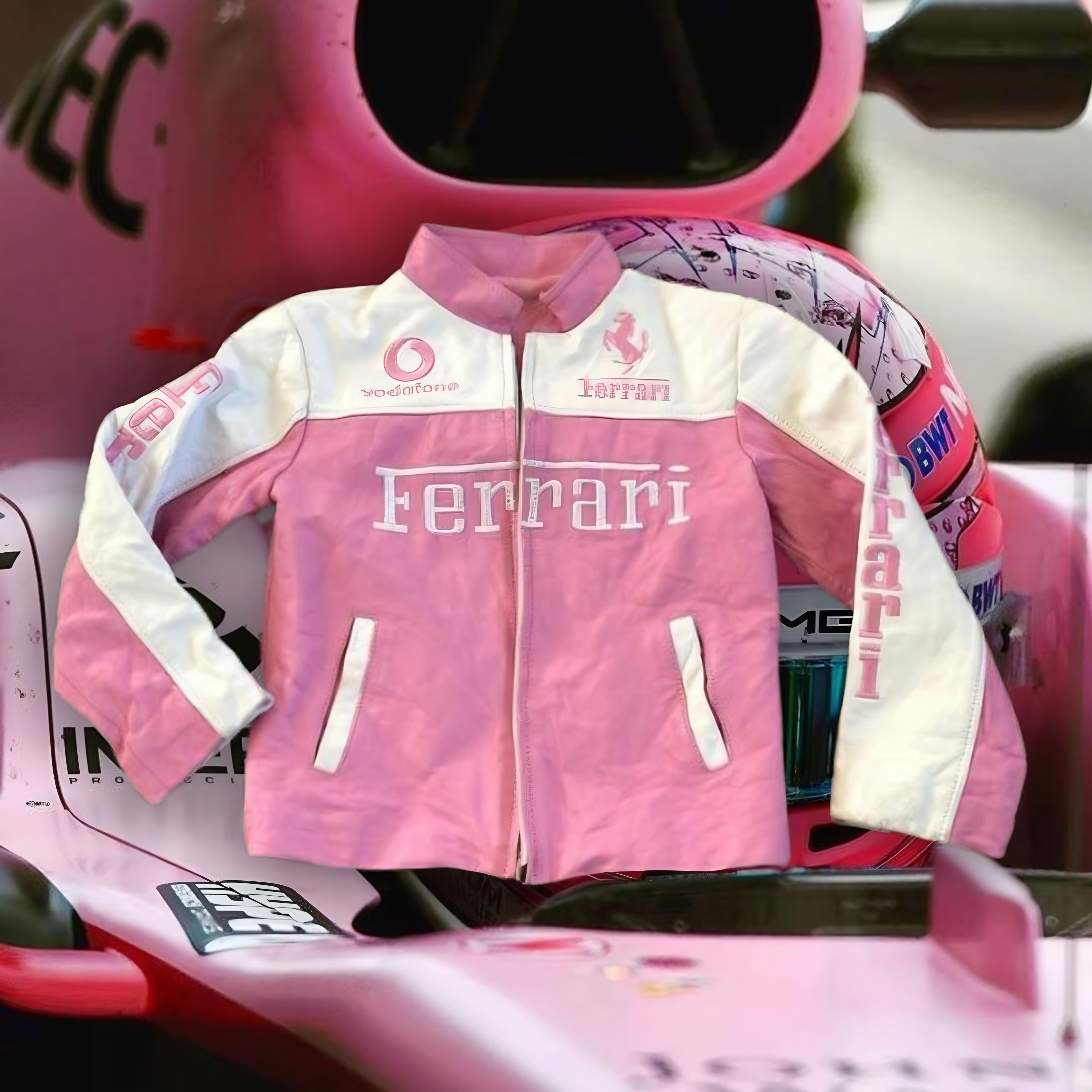 Jaqueta FERRARI F1 Vintage Couro Rosa