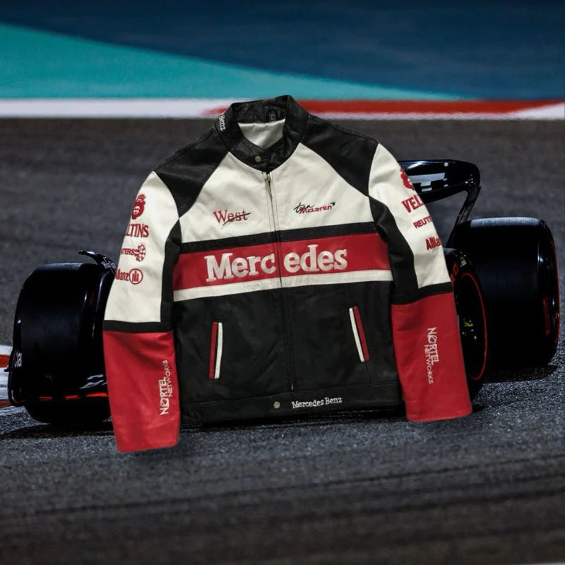 Jaqueta Mercedes F1 Grid Vintage em Couro