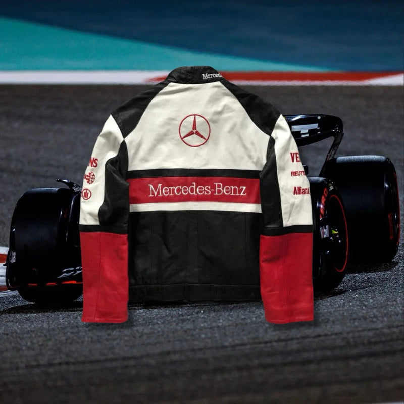 Jaqueta Mercedes F1 Grid Vintage em Couro